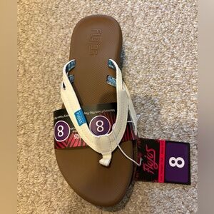 Flojos Tan and White Flip Flops